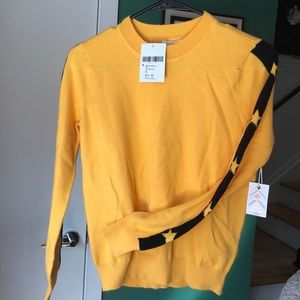 Forever 21 Star Graphic Sleeve Yellow Sweater